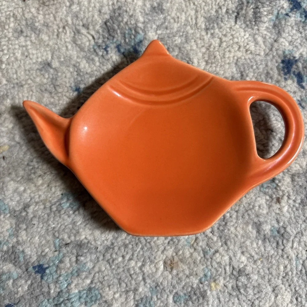 Old Amsterdam Porcelain Works Tea Bag Holder Tidy Spoon Rest Orange Cute